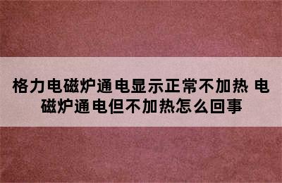 格力电磁炉通电显示正常不加热 电磁炉通电但不加热怎么回事